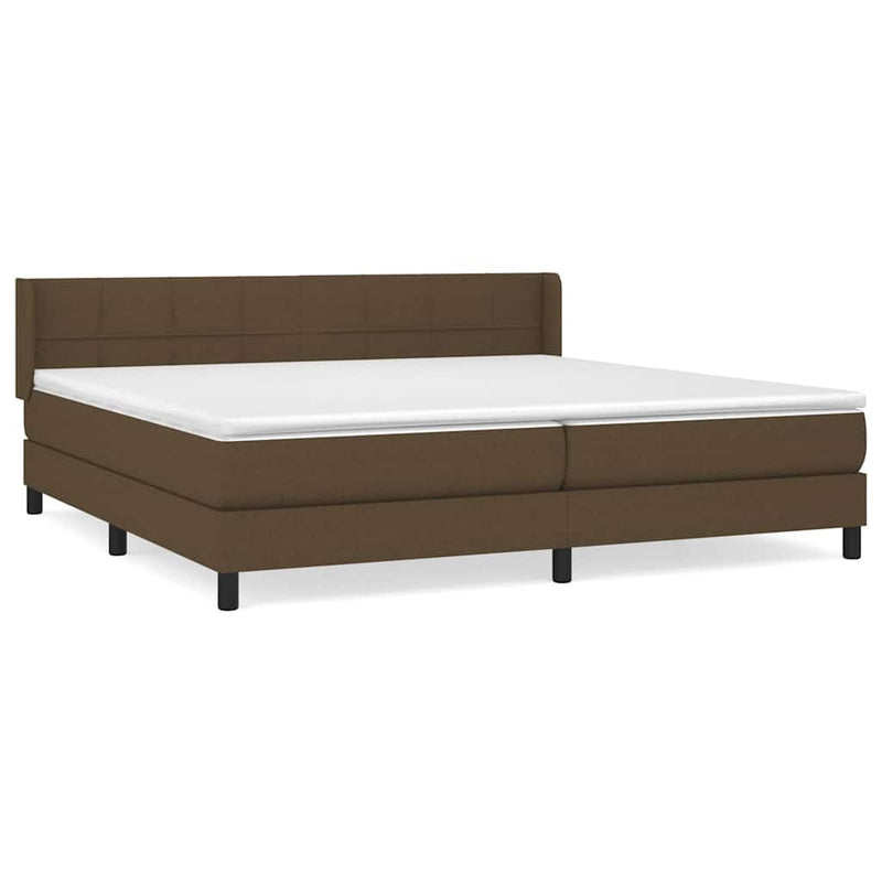 Pat box spring cu saltea, maro închis, 200x200 cm, textil