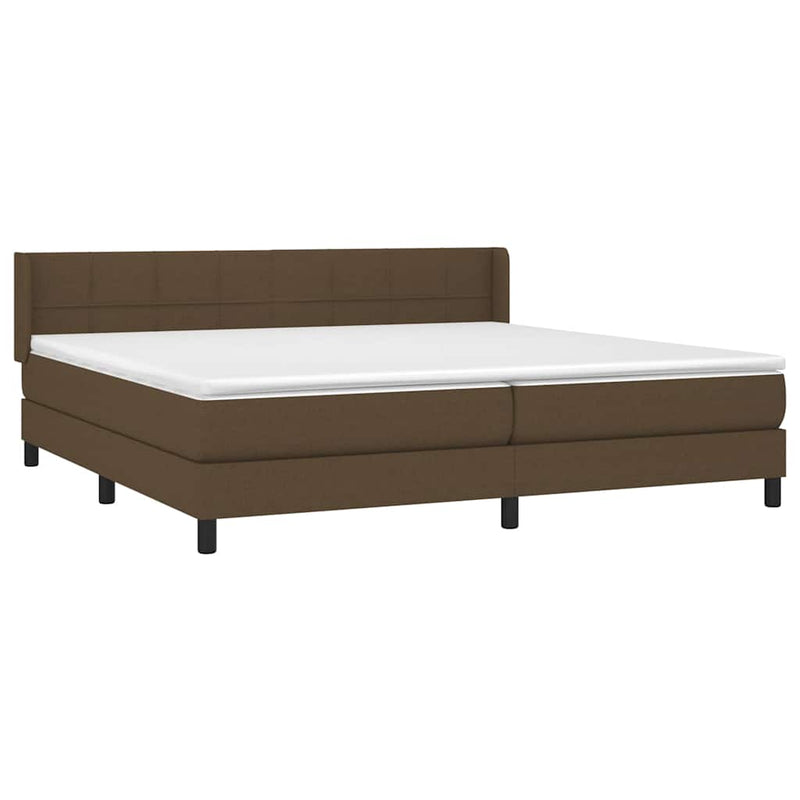 Pat box spring cu saltea, maro închis, 200x200 cm, textil