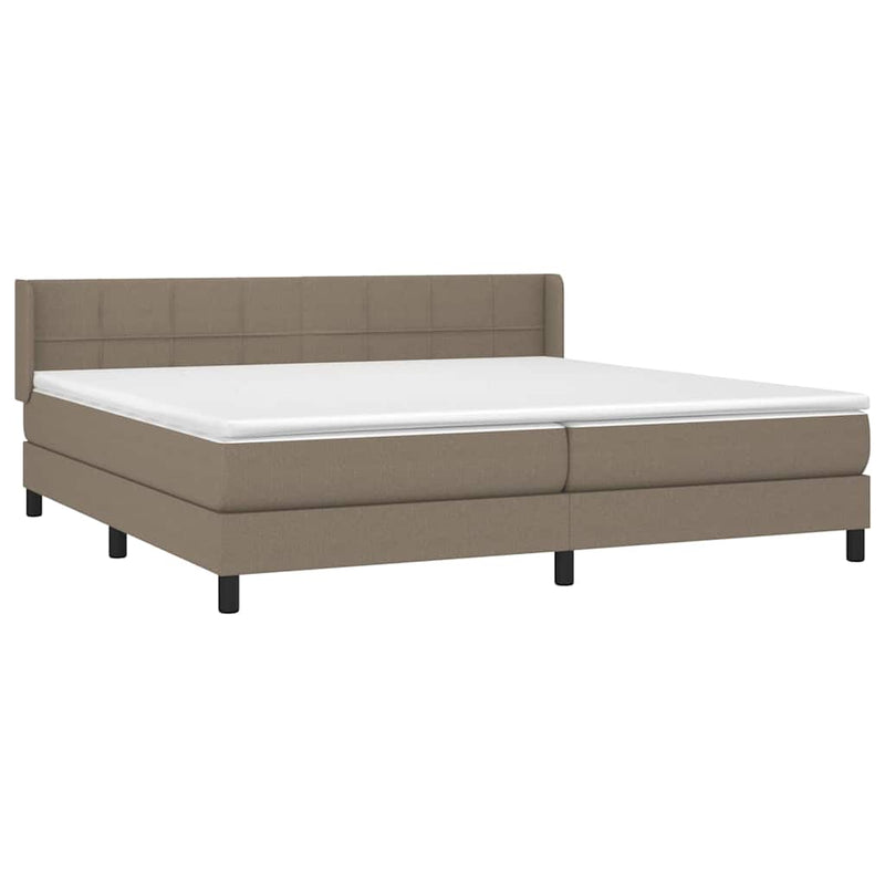 Pat box spring cu saltea, gri taupe, 200x200 cm, textil