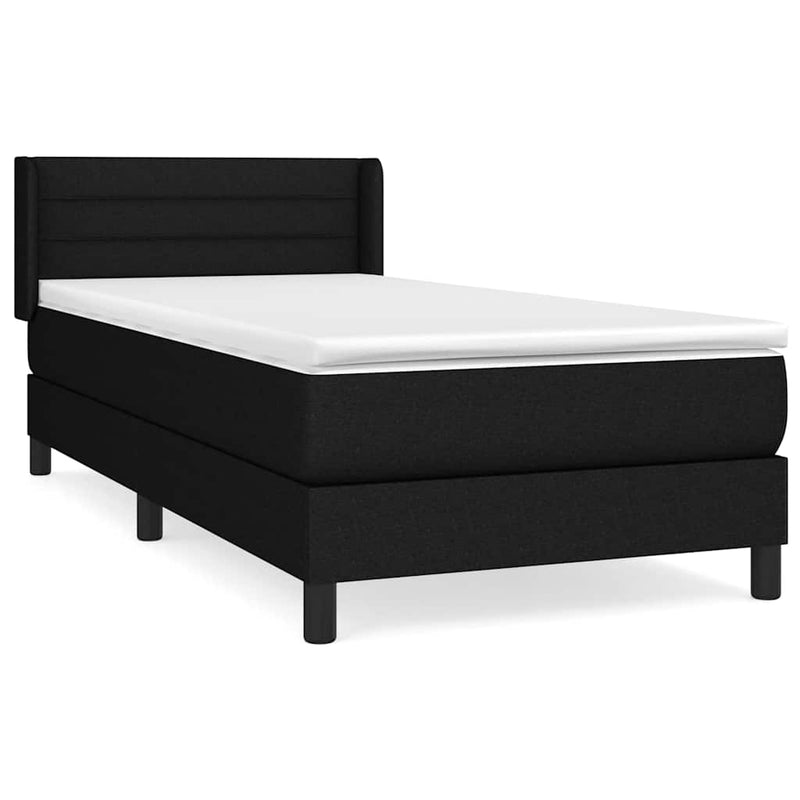 Pat box spring cu saltea, negru, 80x200 cm, textil