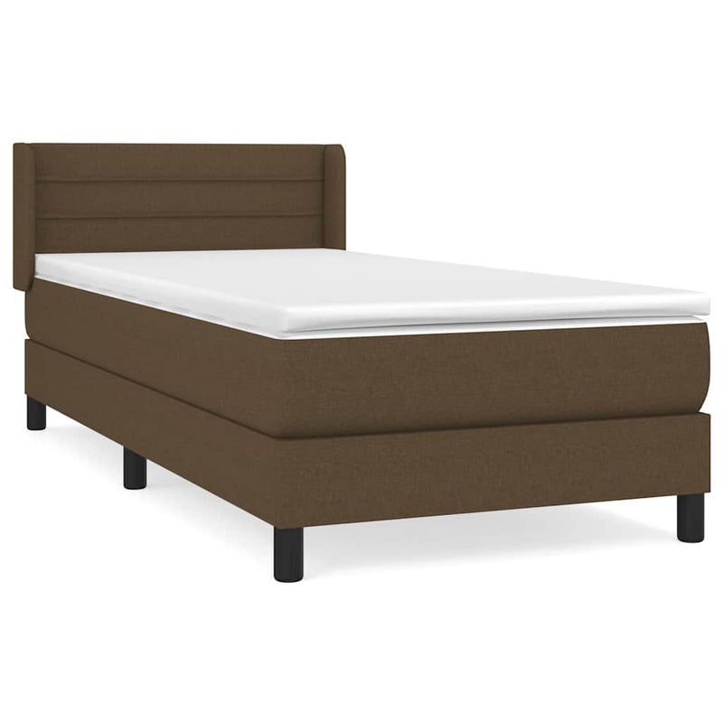 Pat box spring cu saltea, maro închis, 80x200 cm, textil