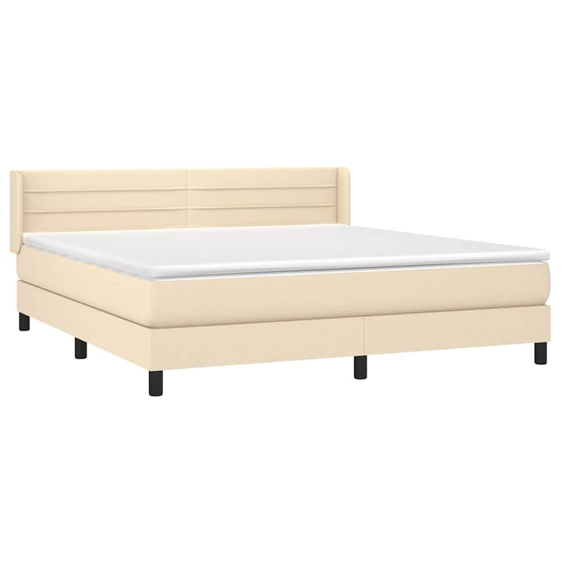 Pat continental cu saltea, crem, 180x200 cm, textil
