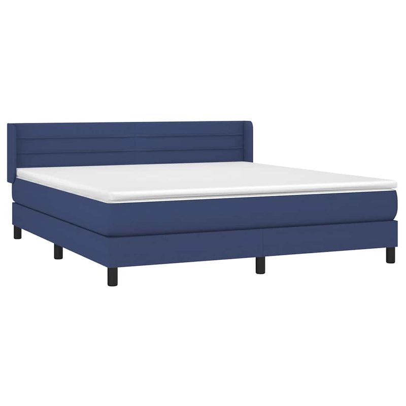 Pat box spring cu saltea, albastru, 180x200 cm, material textil