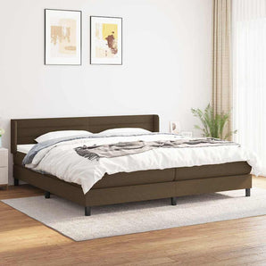 Pat box spring cu saltea, maro închis, 200x200 cm, textil
