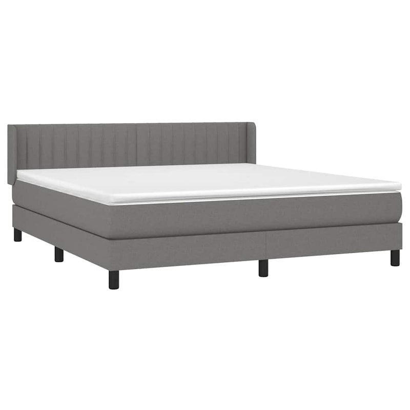 Pat box spring cu saltea, gri închis, 180x200 cm, textil