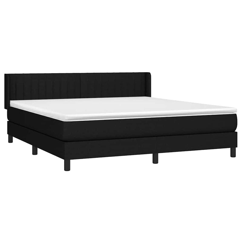 Pat box spring cu saltea, negru, 180x200 cm, catifea