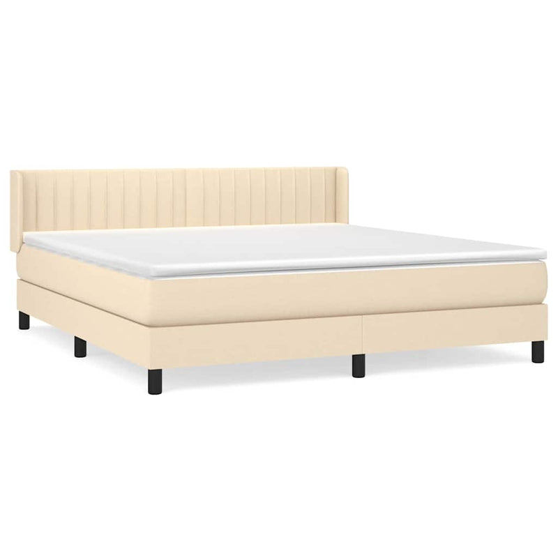 Pat continental cu saltea, crem, 180x200 cm, textil