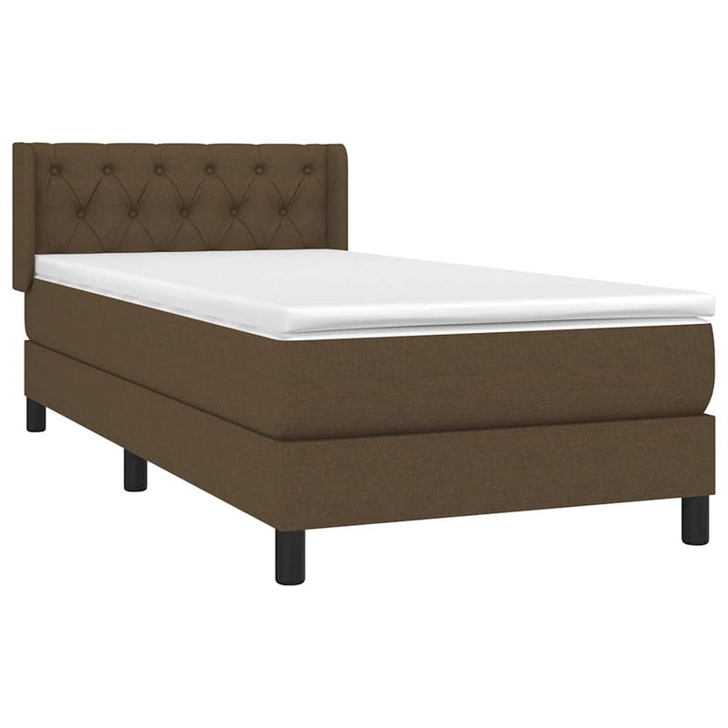 Pat box spring cu saltea, maro închis, 80x200 cm, textil