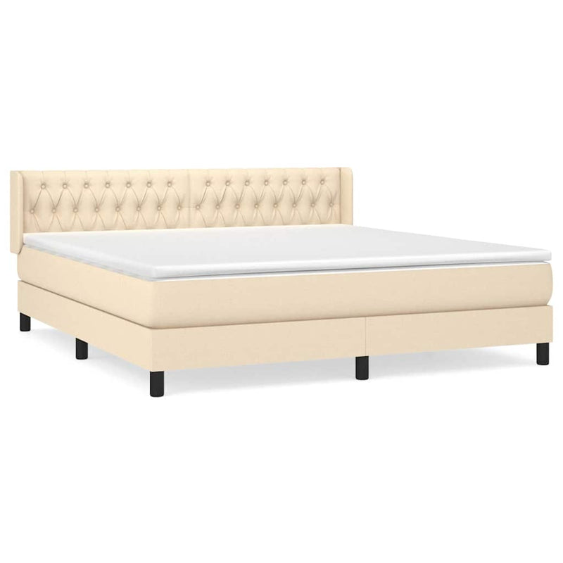 Pat continental cu saltea, crem, 180x200 cm, textil