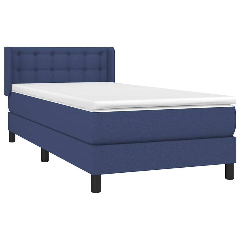 Pat box spring cu saltea, albastru, 80x200 cm, textil