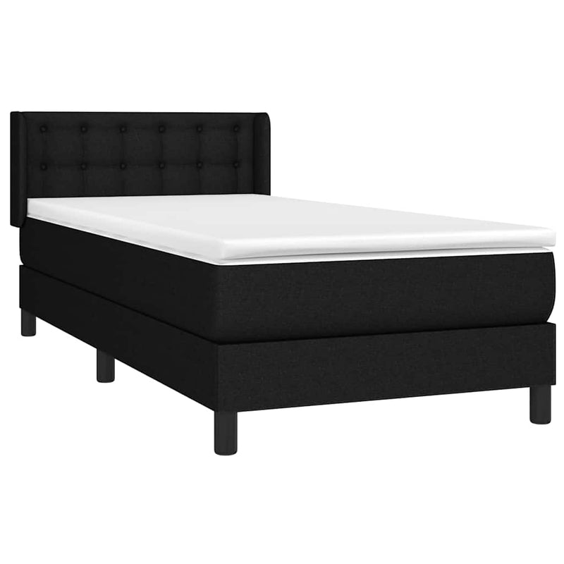 Pat box spring cu saltea, negru, 90x190 cm, textil