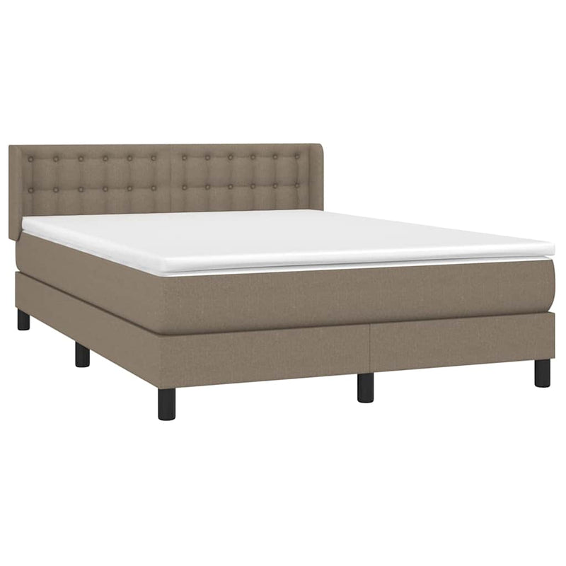 Pat box spring cu saltea, gri taupe, 140x200 cm, textil