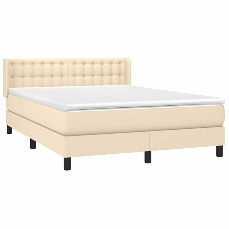 Pat continental cu saltea, crem, 140x200 cm, material textil