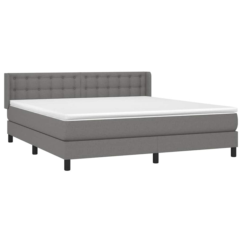 Pat box spring cu saltea, gri închis, 180x200 cm, textil