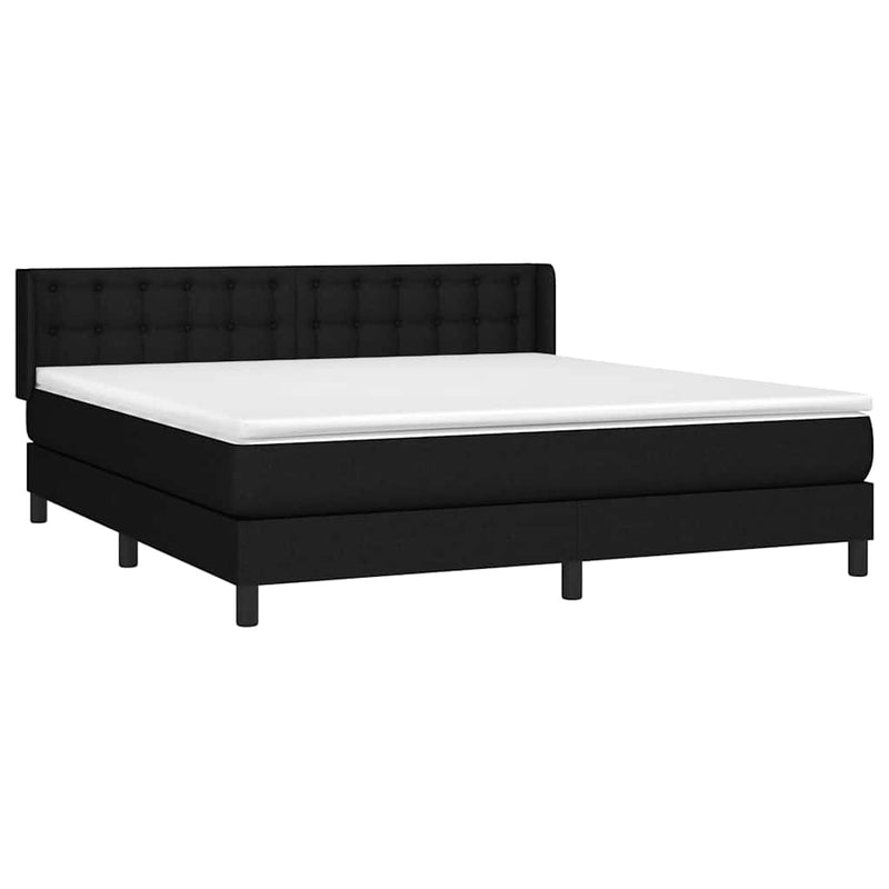 Pat box spring cu saltea, negru, 180x200 cm, catifea