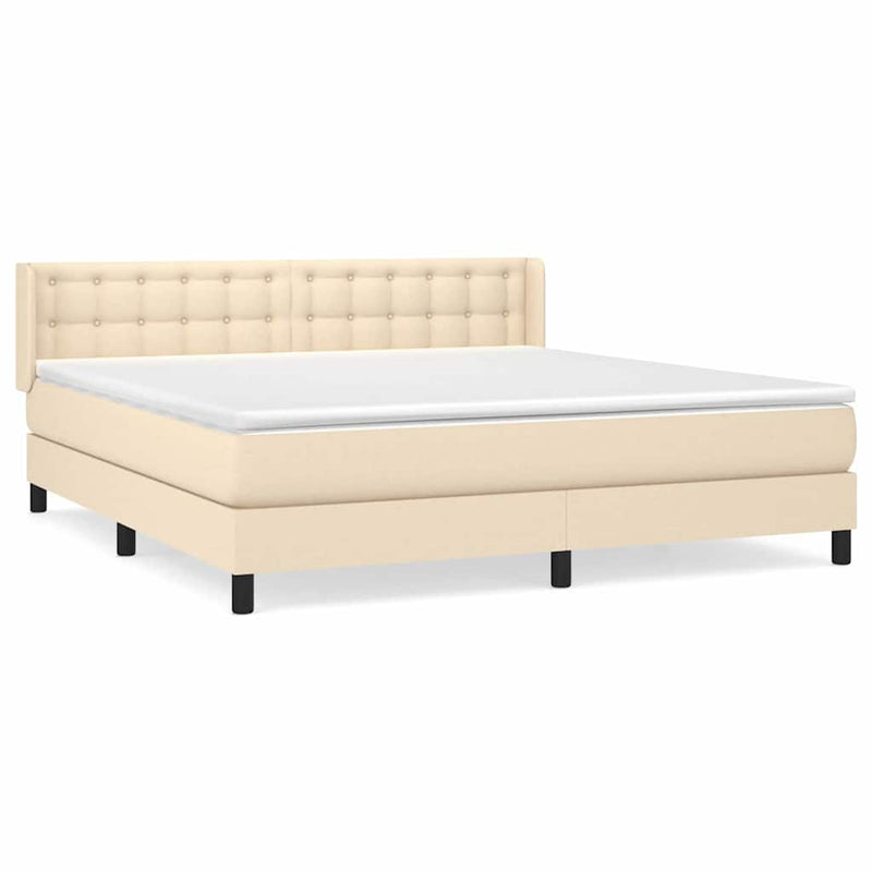 Pat continental cu saltea, crem, 180x200 cm, textil