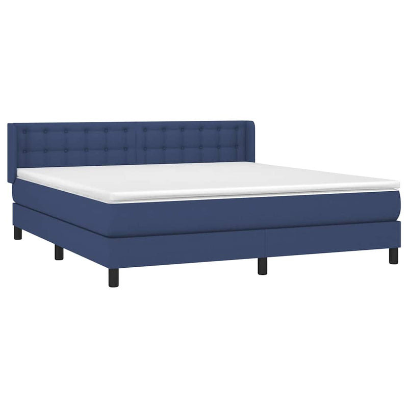 Pat box spring cu saltea, albastru, 180x200 cm, material textil