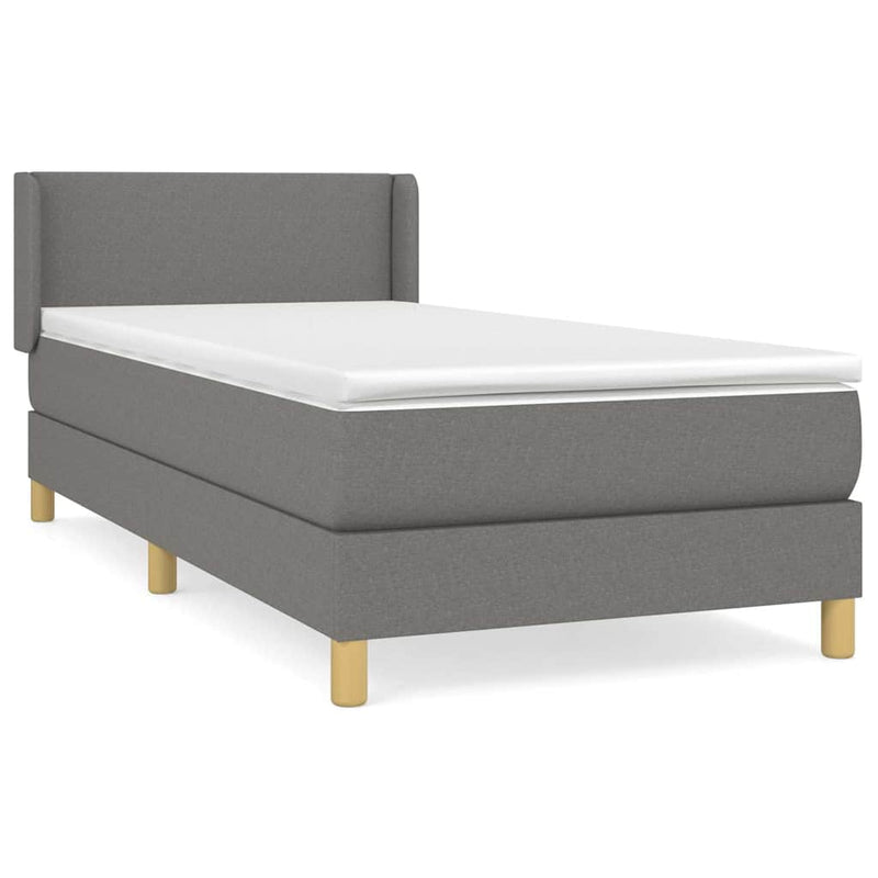 Pat box spring cu saltea, gri închis, 80x200 cm, textil