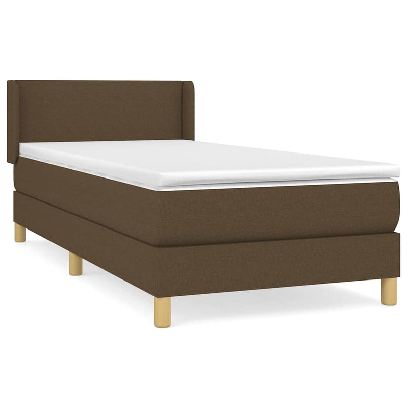 Pat box spring cu saltea, maro închis, 80x200 cm, textil