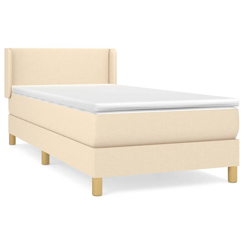 Pat box spring cu saltea, crem, 100x200 cm, textil