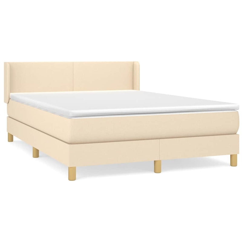 Pat continental cu saltea, crem, 140x200 cm, material textil