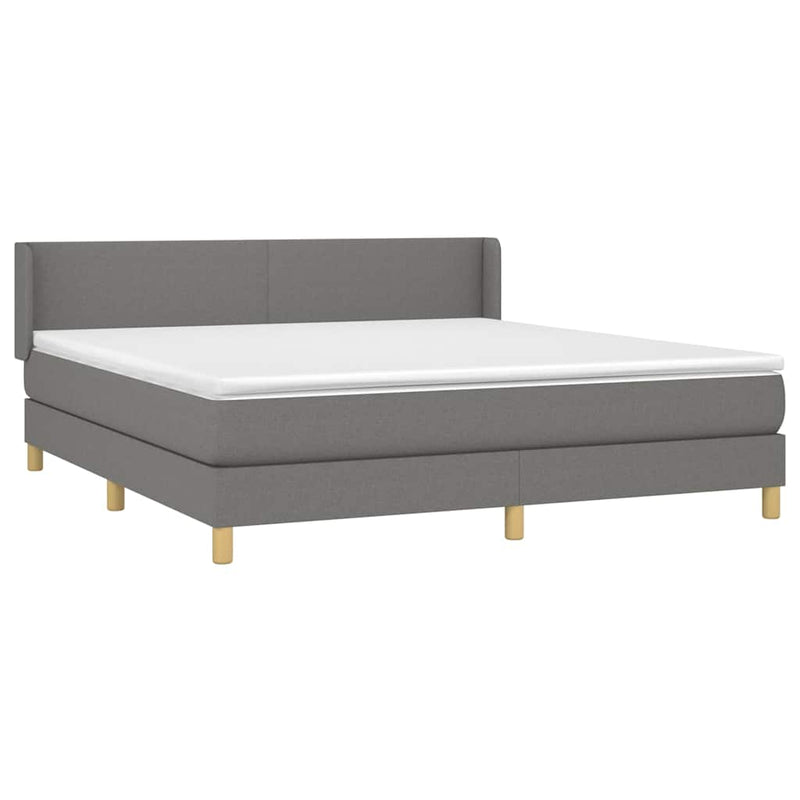 Pat box spring cu saltea, gri închis, 180x200 cm, textil