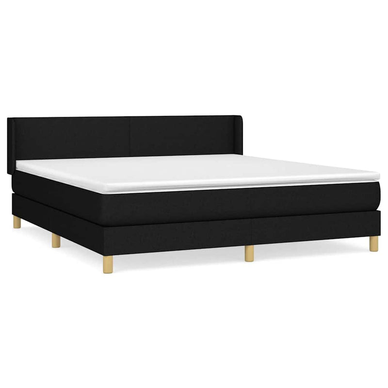 Pat box spring cu saltea, negru, 180x200 cm, catifea