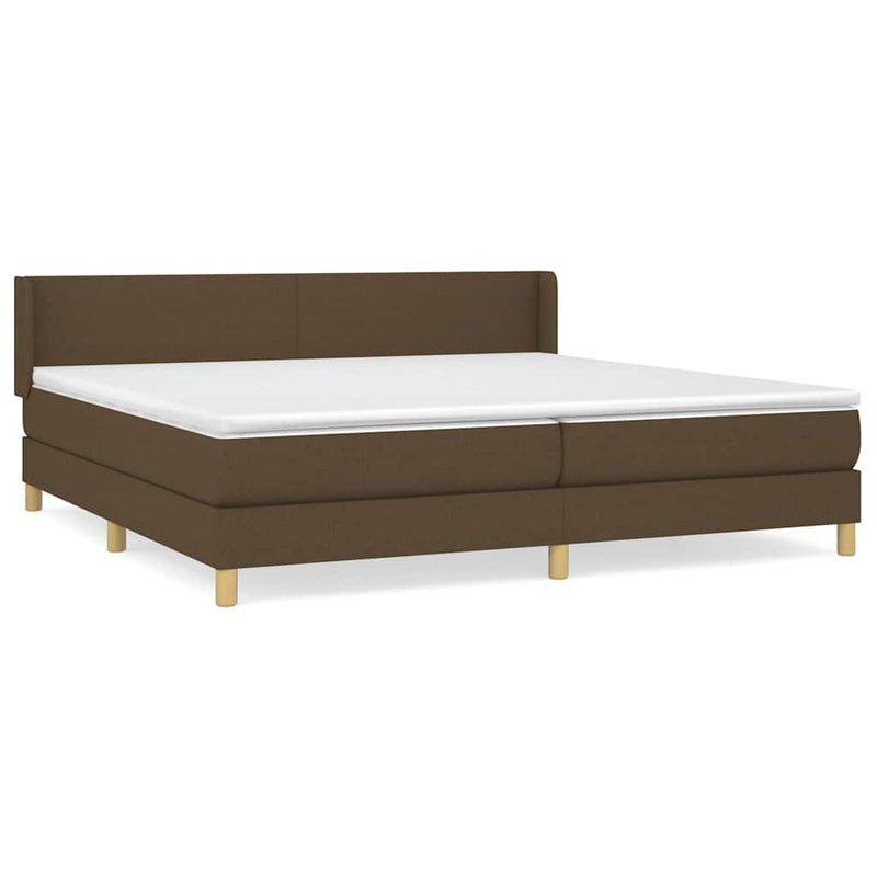 Pat box spring cu saltea, maro închis, 200x200 cm, textil