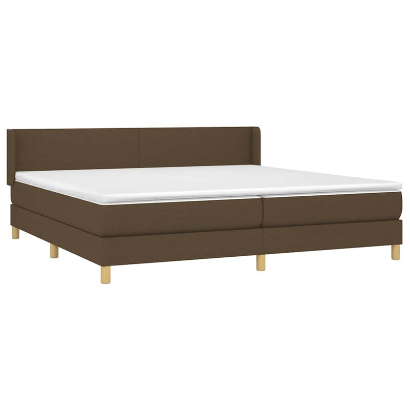 Pat box spring cu saltea, maro închis, 200x200 cm, textil