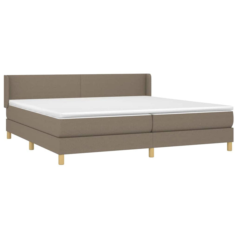 Pat box spring cu saltea, gri taupe, 200x200 cm, textil
