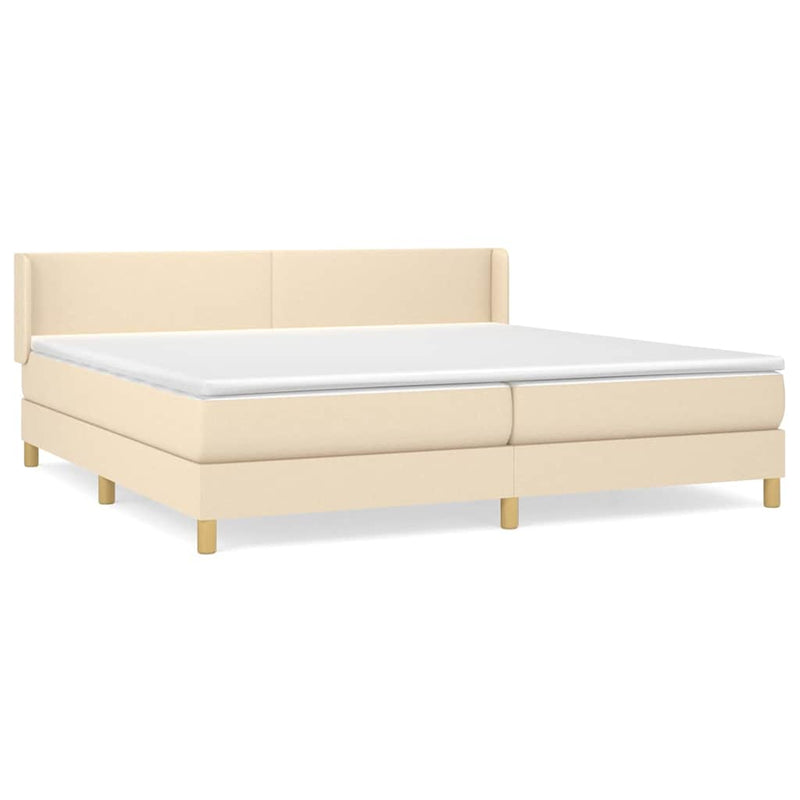 Pat box spring cu saltea, crem, 200x200 cm, textil