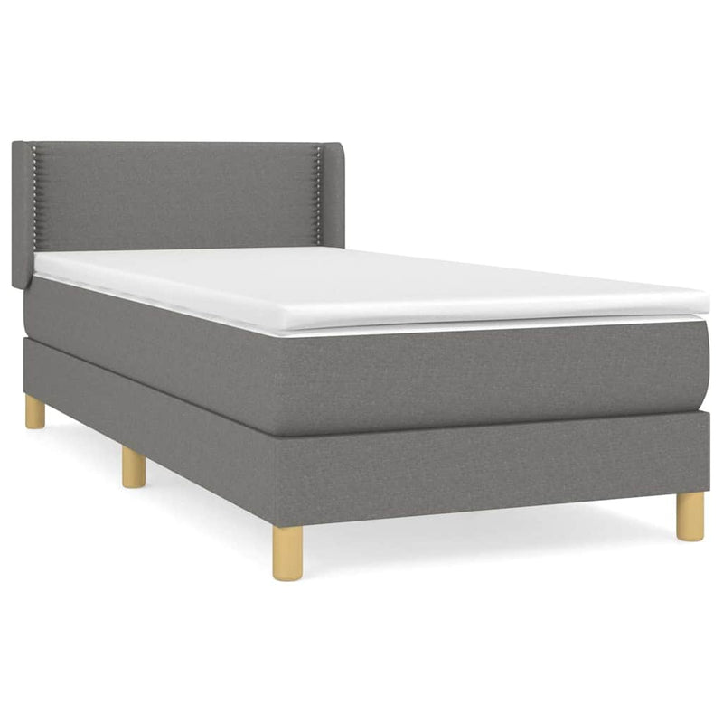 Pat box spring cu saltea, gri închis, 80x200 cm, textil