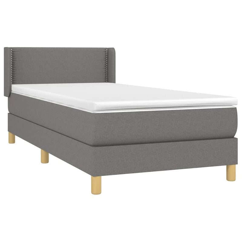 Pat box spring cu saltea, gri închis, 80x200 cm, textil