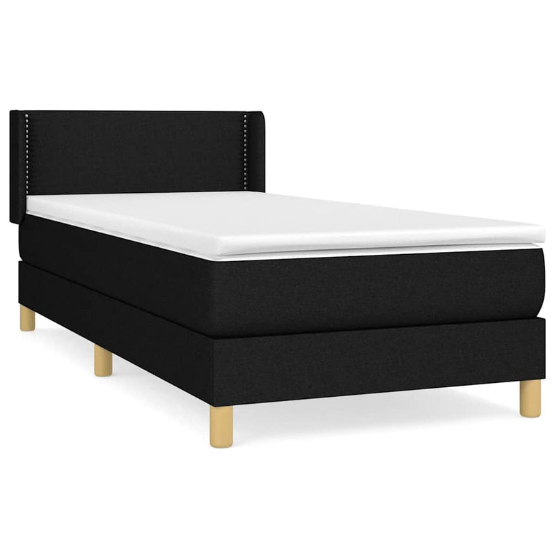 Pat box spring cu saltea, negru, 90x190 cm, textil