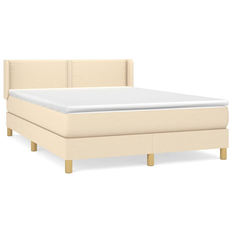 Pat continental cu saltea, crem, 140x200 cm, material textil