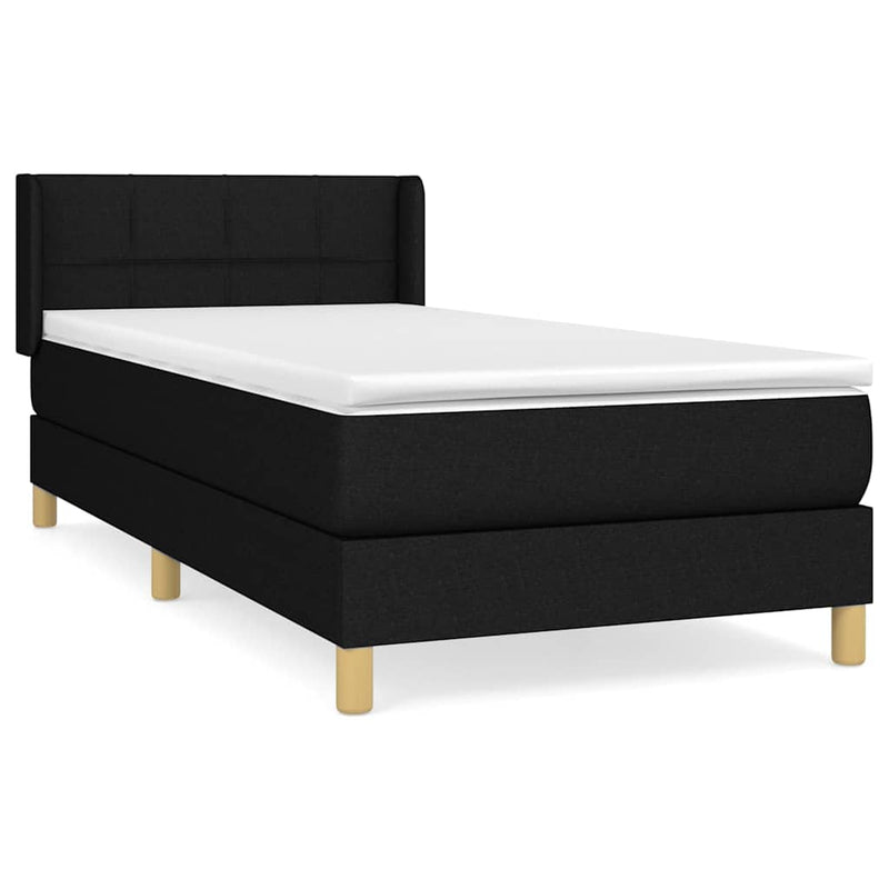 Pat box spring cu saltea, negru, 90x190 cm, textil