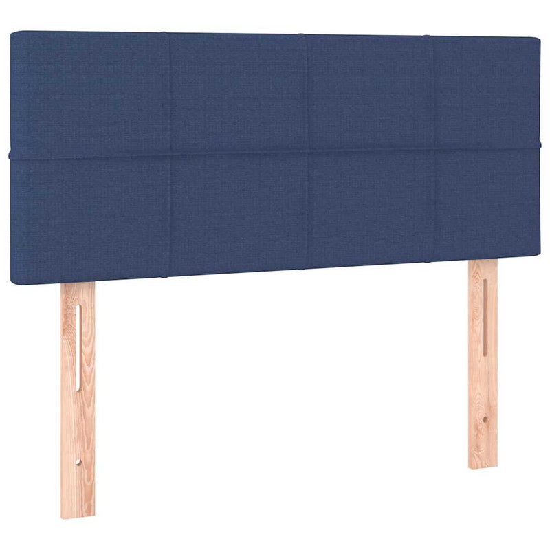 Pat box spring cu saltea, albastru, 90x190 cm, textil
