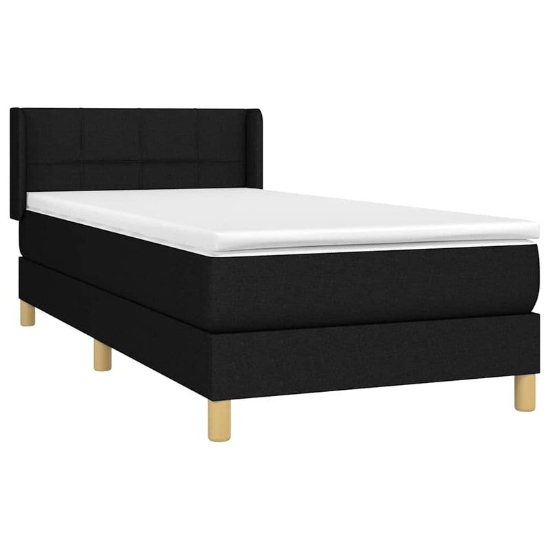 Pat box spring cu saltea, negru, 90x200 cm, textil