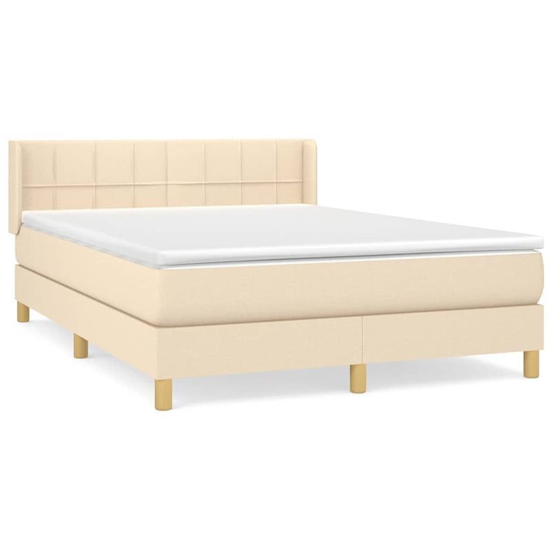 Pat continental cu saltea, crem, 140x200 cm, material textil