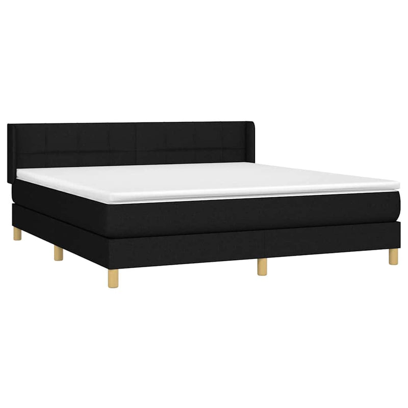 Pat box spring cu saltea, negru, 160x200 cm, textil
