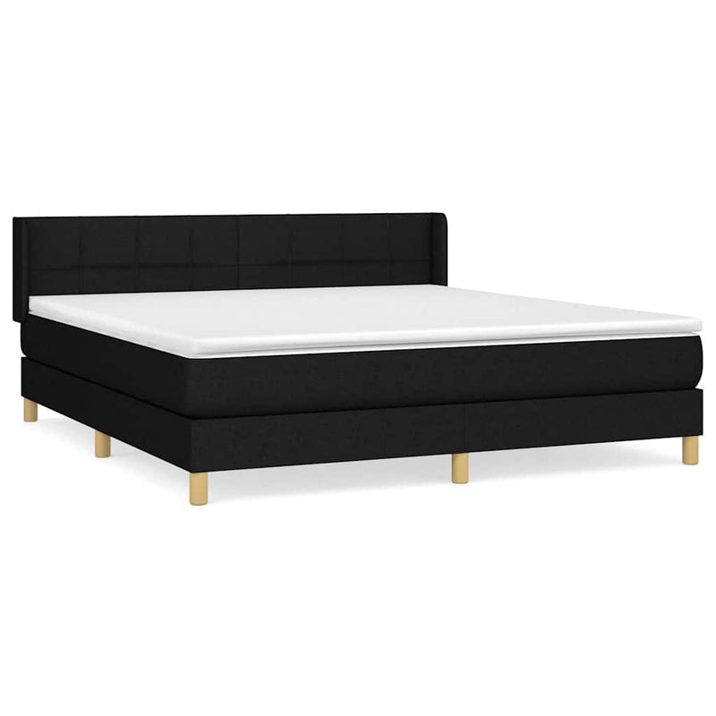 Pat box spring cu saltea, negru, 180x200 cm, catifea