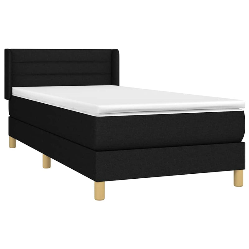 Pat box spring cu saltea, negru, 90x200 cm, textil