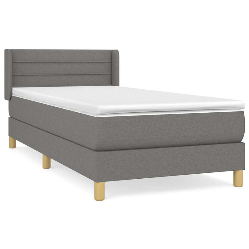 Pat box spring cu saltea, gri deschis, 100x200 cm, textil