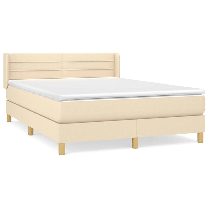 Pat continental cu saltea, crem, 140x200 cm, material textil