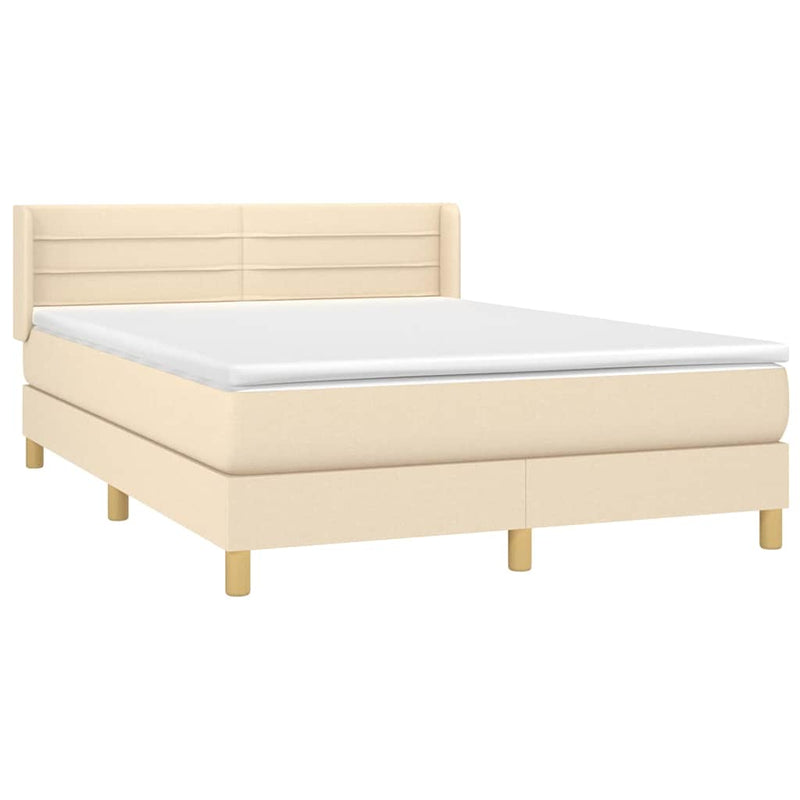 Pat continental cu saltea, crem, 140x200 cm, material textil