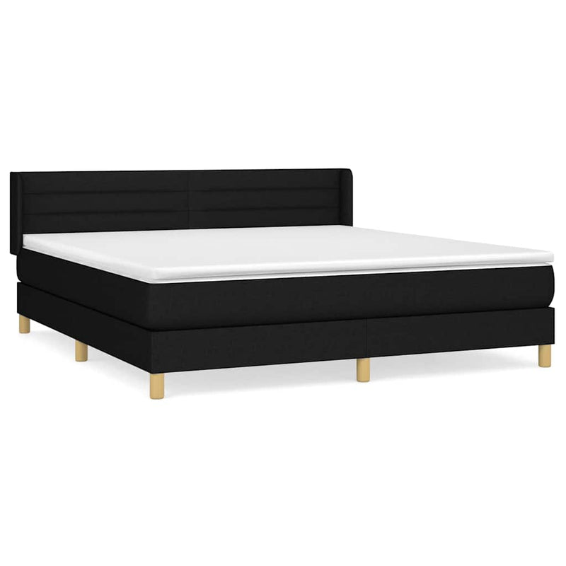 Pat box spring cu saltea, negru, 180x200 cm, catifea