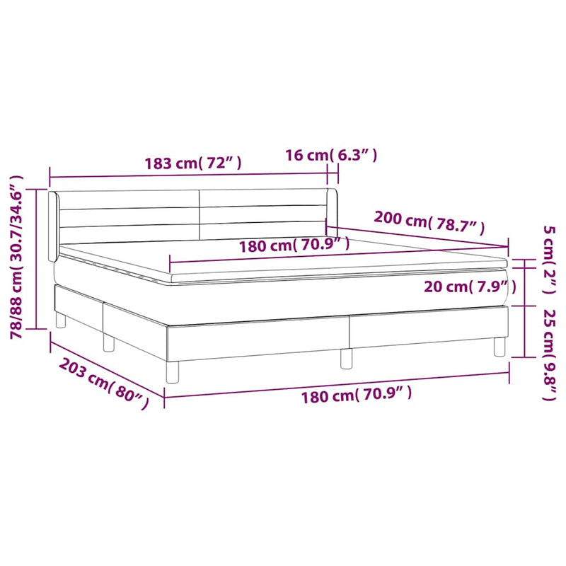 Pat continental cu saltea, crem, 180x200 cm, textil