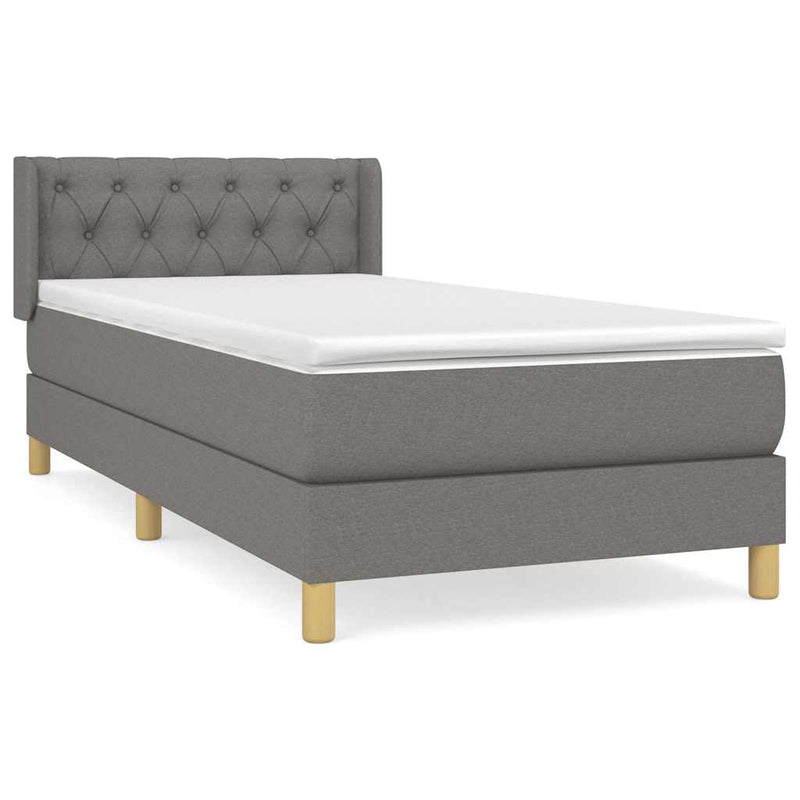 Pat box spring cu saltea, gri închis, 80x200 cm, textil