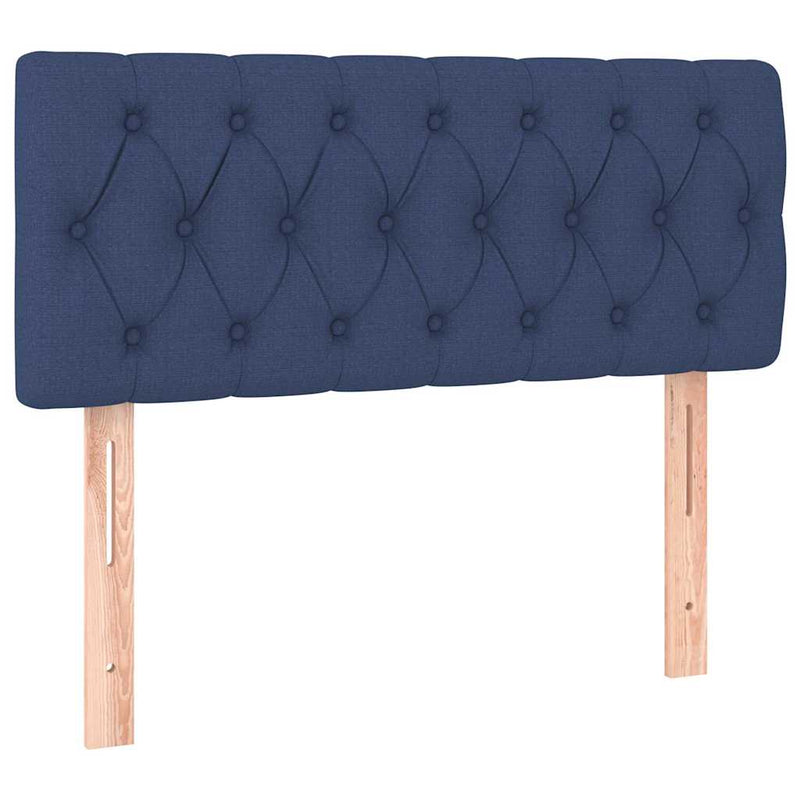 Pat box spring cu saltea, albastru, 90x200 cm, textil