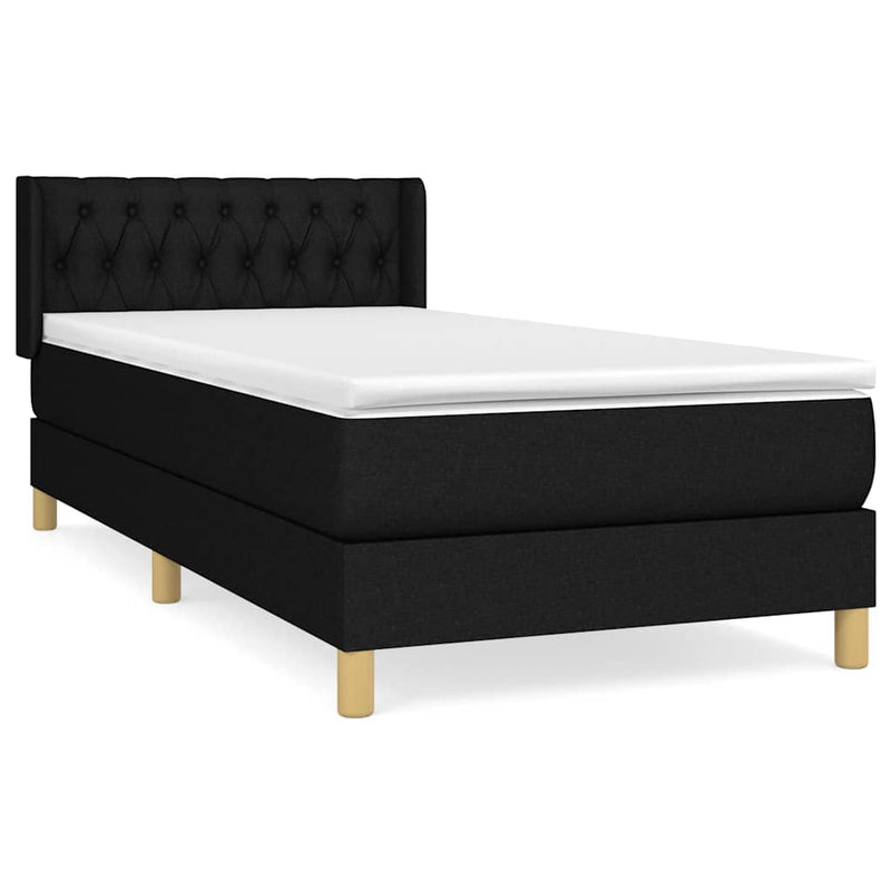 Pat box spring cu saltea, negru, 100x200 cm, textil